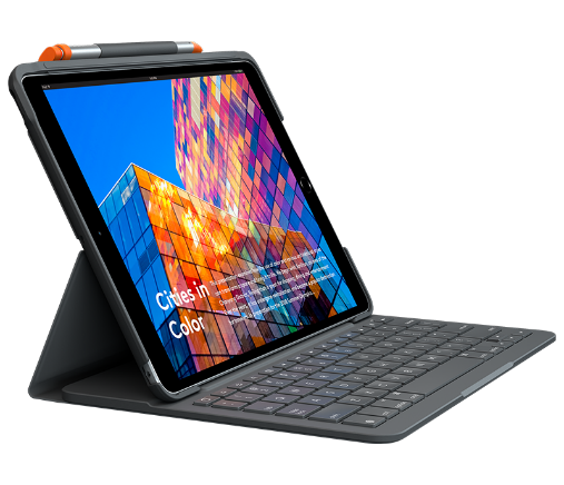 Slim Folio for iPad Air 3rd gen with integrated keyboard side view
